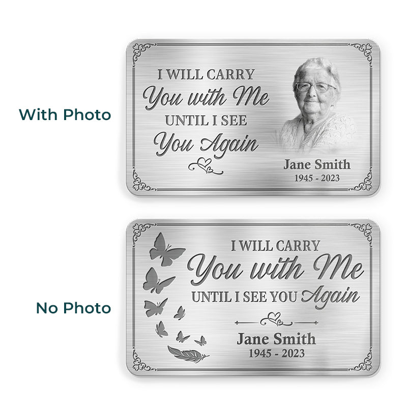 Photo personnalisée Votre vie était une bénédiction, votre souvenir un trésor - Carte portefeuille personnalisée en aluminium commémorative - Cadeau de condoléances pour les membres de la famille