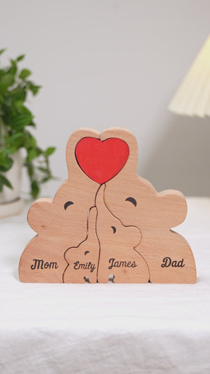 Some People Are Worth Melting For - Family Personalized Custom Elephant Shaped Wooden Art Puzzle - Wooden Pet Carvings, Wood Sculpture Table Ornaments, Carved Wood Decor - Gift For Family Members