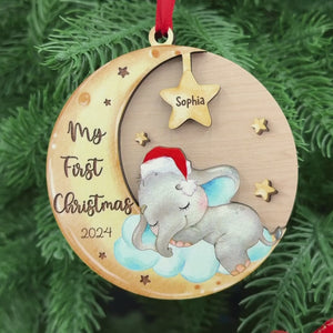 Mon premier Noël - Décoration de Noël en bois personnalisée à 2 couches - Cadeau de Noël pour bébé, enfant et nouveau-né
