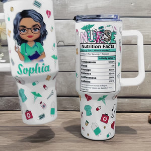 Restez calme et soyez une infirmière ! Gobelet personnalisé en acier inoxydable de 1 134 ml avec poignée. Cadeau d'appréciation, de remerciement et de vie d'infirmière.
