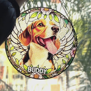 Photo personnalisée pour toujours dans mon cœur, cher ami - Attrape-soleil personnalisé à suspendre sur vitrail - Cadeau de condoléances pour les propriétaires d'animaux et les amoureux des animaux