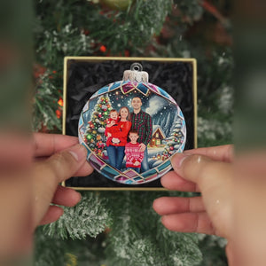 Custom Photo The Heart Of Christmas Is Family - Family Personalized Custom Ornament - Wood, Acrylic Custom Shaped - Christmas Gift For Family Members