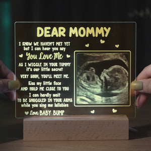 Photo personnalisée « Je t'entends dire que tu m'aimes » - Lumière LED 3D personnalisée en forme de famille - Cadeau de fête prénatale, cadeau pour première maman