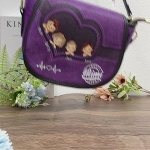 Un sac à main rempli d'amour, un cœur rempli de petits-enfants - Sacoche en cuir personnalisée pour la famille - Fête des Mères, cadeau pour maman, grand-mère