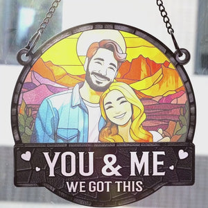 Custom Photo Together Is A Wonderful Place To Be - Couple Personalized Window Hanging Suncatcher - Gift For Husband Wife, Anniversary
