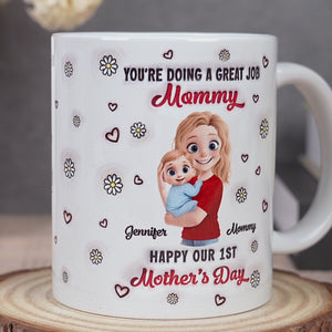 Mommy, You Make Life So Sweet - Family Personalized Custom 3D Inflated Effect Printed Mug - Mother's Day, Baby Shower Gift, Gift For First Mom