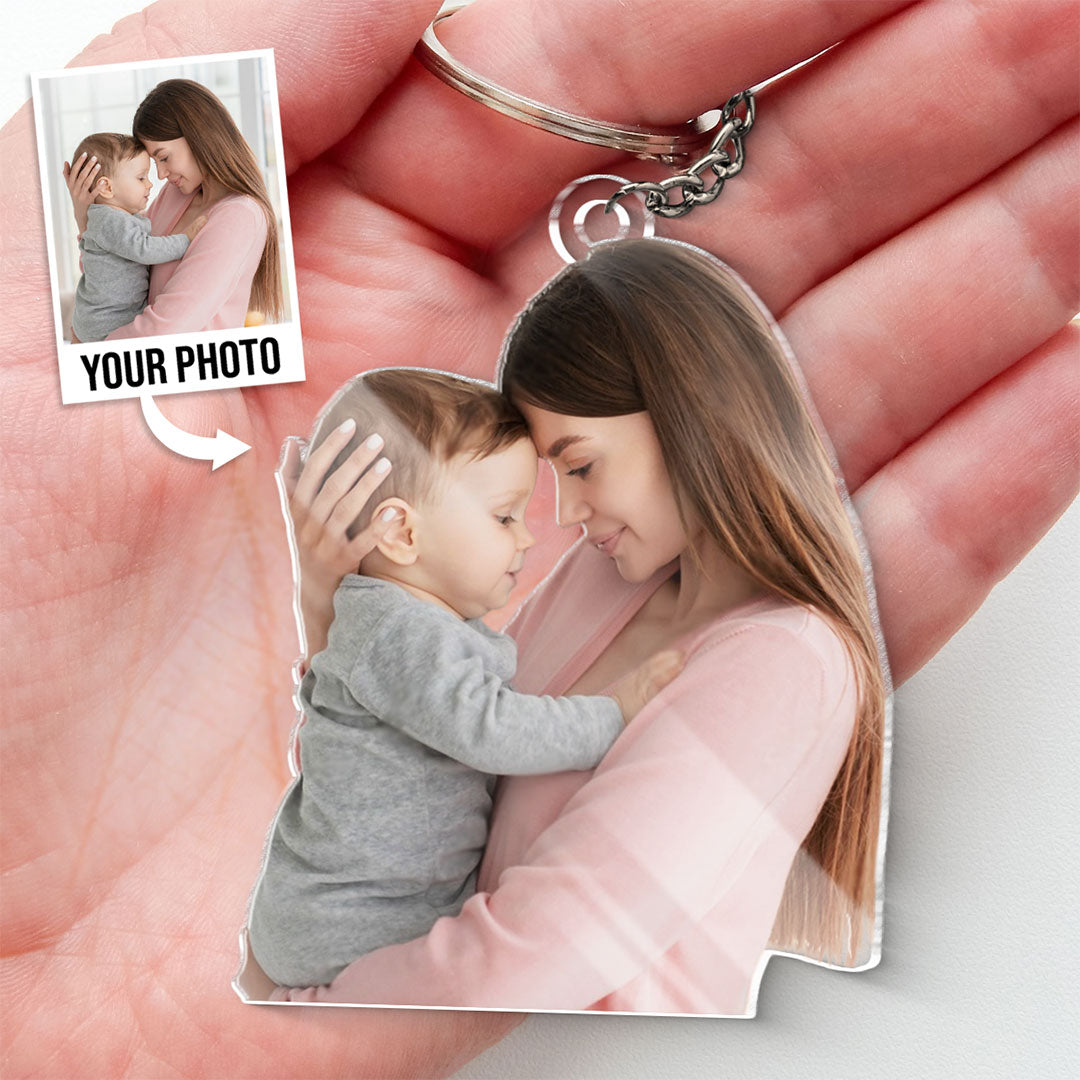 Porte-clés personnalisé en acrylique avec photo « Bienvenue dans la famille » - Cadeau pour les membres de la famille