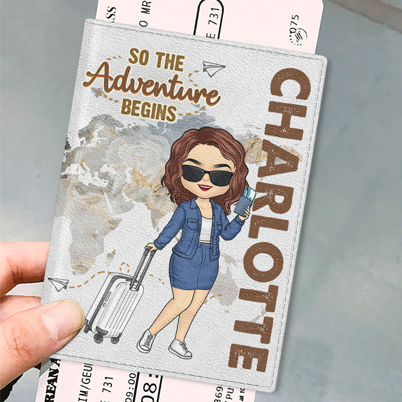 L'aventure est la meilleure façon d'apprendre - Étui de passeport personnalisé pour voyage, porte-passeport - Cadeau de vacances, cadeau pour les amateurs de voyages d'aventure