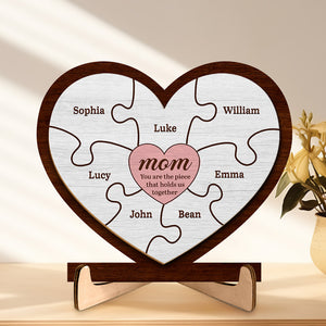 Nous t'aimons à la folie - Plaque en bois personnalisée à 2 couches avec support - Cadeau de pendaison de crémaillère pour maman