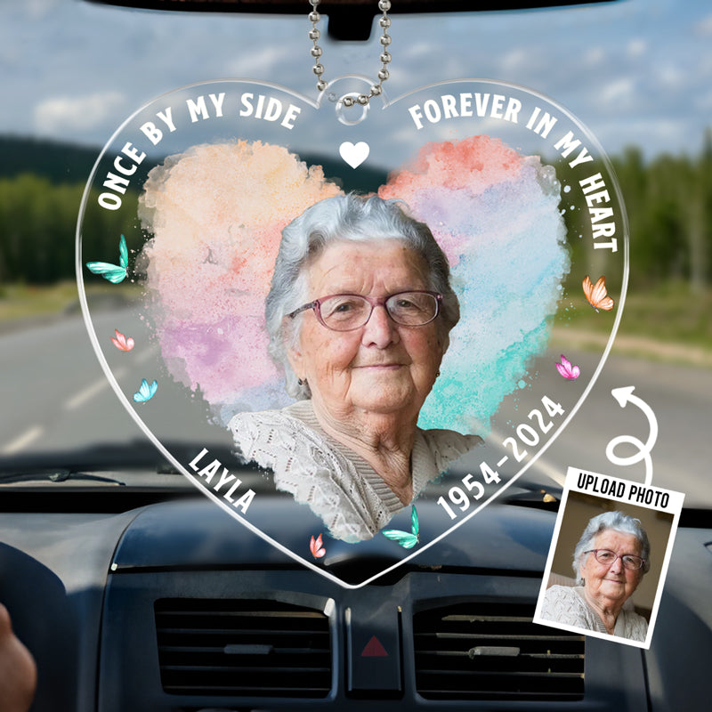 Photo personnalisée « Au revoir le plus dur » - Ornement de voiture personnalisé commémoratif - Forme personnalisée en acrylique - Cadeau de condoléances pour les membres de la famille
