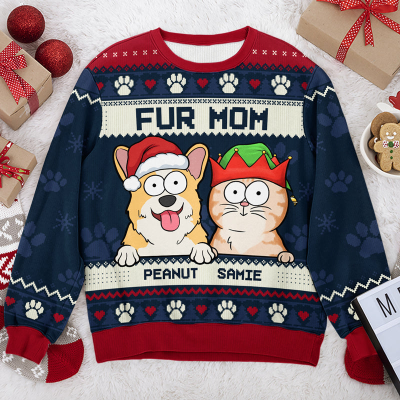 Aucune tenue n'est complète sans poils de chien - Sweat-shirt moche personnalisé pour chien et chat - Pull en laine unisexe - Cadeau de Noël pour propriétaires et amoureux des animaux