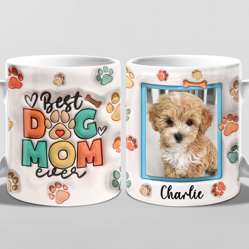 Mug personnalisé avec photo « Love Me Love My Dog » - Tasse personnalisée avec effet gonflable 3D pour chien et chat - Cadeau de Noël pour les propriétaires et les amoureux des animaux