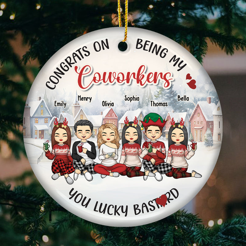 Félicitations pour être devenus mes meilleurs amis - Ornement personnalisé Bestie - Forme ronde en céramique - Cadeau de Noël pour meilleurs amis, BFF, sœurs, collègues