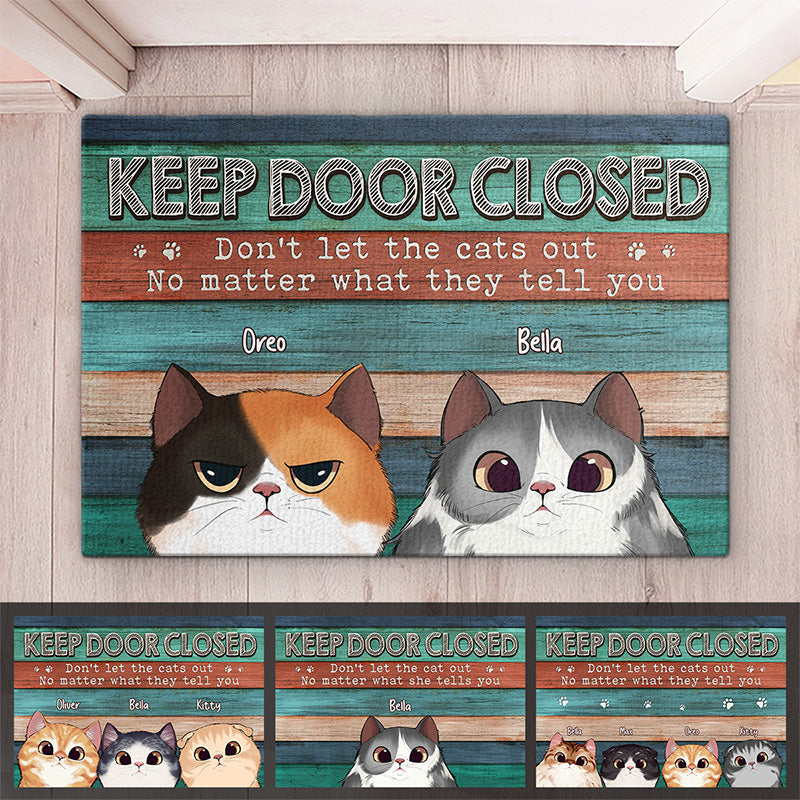 Ne laissez pas sortir les chats ni entrer les policiers ! Tapis décoratif personnalisé pour chat ! Cadeau pour les propriétaires et les amoureux des animaux.