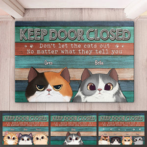 Ne laissez pas sortir les chats ni entrer les policiers ! Tapis décoratif personnalisé pour chat ! Cadeau pour les propriétaires et les amoureux des animaux.