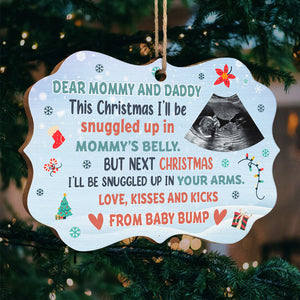 Custom Photo Dear Mom And Dad - Family Personalized Custom Ornament - Wood Benelux Shaped - Christmas Gift For First Mom