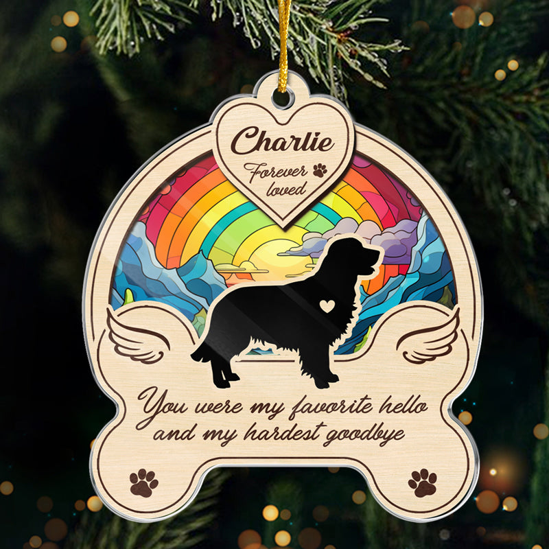 No Longer By Our Side But Forever In Our Hearts - Memorial Personalized Custom Ornament - Acrylic Custom Shaped - Christmas Gift, Sympathy Gift For Pet Owners, Pet Lovers