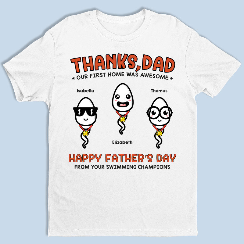 Nous sommes vos champions de natation - T-shirt unisexe personnalisé, sweat à capuche, sweat-shirt - Cadeau de fête des pères, d'anniversaire pour papa