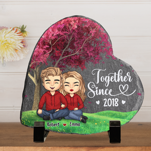 You’re The Only One - Couple Personalized Custom Heart Shaped Stone With Stand - Gift For Husband Wife, Anniversary