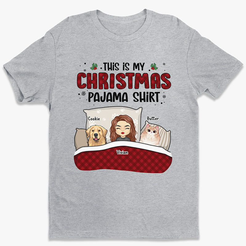 T-shirt « This Is My Christmas Pawjama » - T-shirt unisexe personnalisé pour chien et chat, sweat à capuche, sweat-shirt - Cadeau de Noël pour les propriétaires d'animaux et les amoureux des animaux
