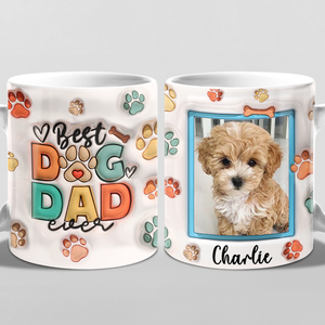 Mug personnalisé avec photo « Love Me Love My Dog » - Tasse personnalisée avec effet gonflable 3D pour chien et chat - Cadeau de Noël pour les propriétaires et les amoureux des animaux
