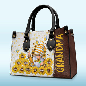 Grand-mère, tu es mon rayon de soleil - Sac à main en cuir personnalisé pour la famille - Cadeau d'anniversaire pour grand-mère
