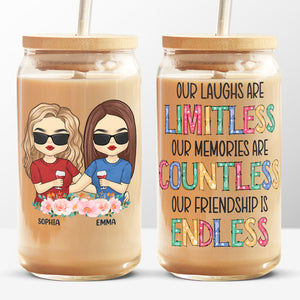 Notre amitié est infinie - Tasse en verre personnalisée pour meilleure amie, tasse à café glacé - Cadeau pour meilleures amies, meilleures amies, sœurs
