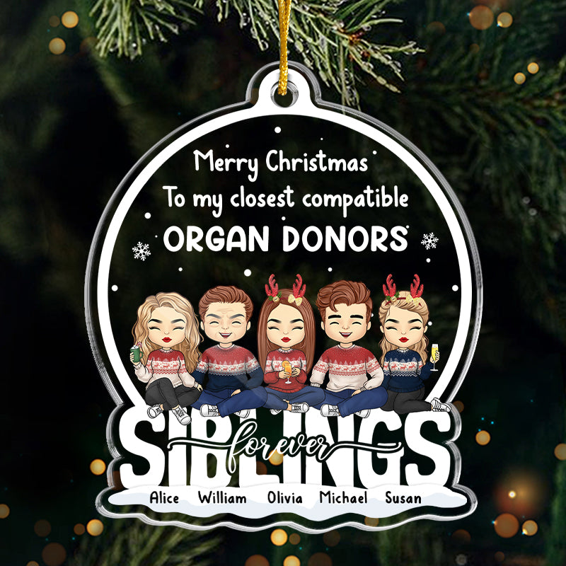 Joyeux Noël à mon donneur d'organes compatible le plus proche - Décoration familiale personnalisée - Forme personnalisée en acrylique - Cadeau de Noël pour les membres de la famille