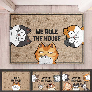 Tapis décoratif personnalisé « We Rule The House » pour chat - Cadeau pour les propriétaires et les amoureux des animaux