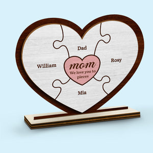 Tu es la pièce qui nous unit - Plaque en bois personnalisée à 2 couches avec support plat - Cadeau de pendaison de crémaillère pour maman