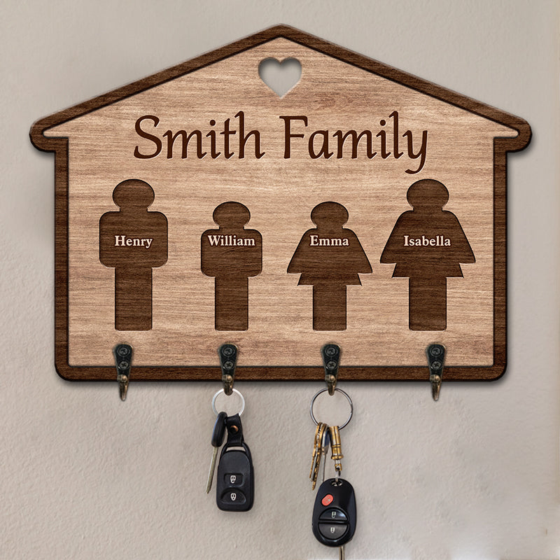 Bienvenue dans notre maison heureuse - Porte-clés personnalisé en forme de maison familiale, porte-clés - Cadeau pour les membres de la famille