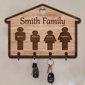 Bienvenue dans notre maison heureuse - Porte-clés personnalisé en forme de maison familiale, porte-clés - Cadeau pour les membres de la famille