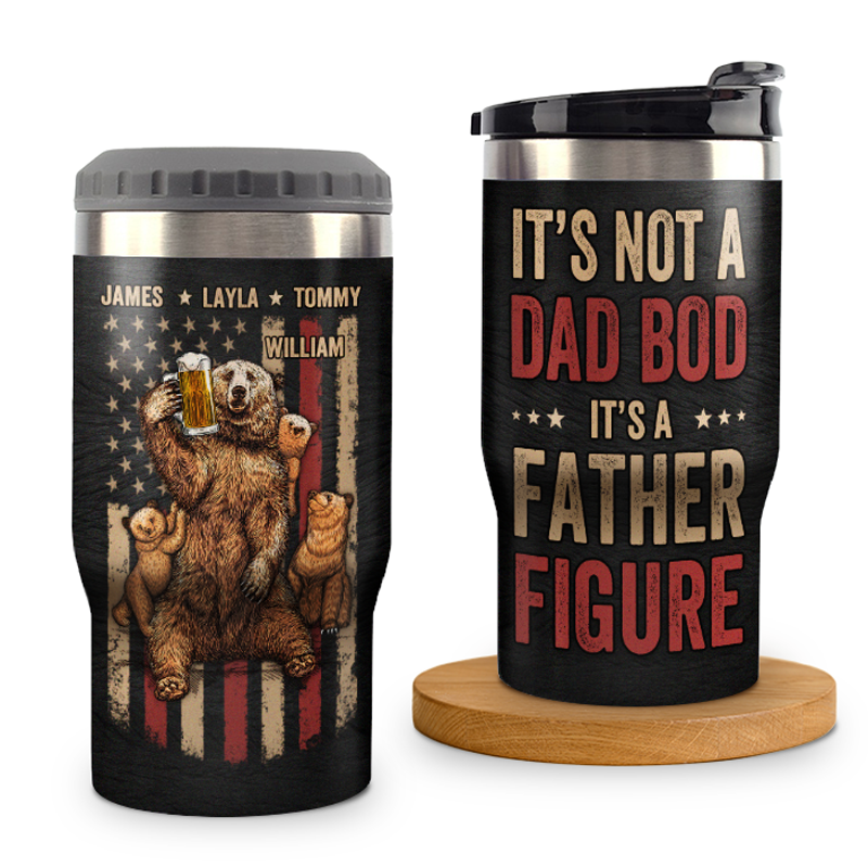 It's A Father Figure - Family Personalized Custom Can Cooler - Father's Day, Birthday Gift For Dad
