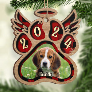 Ailes d'ange pour nos chers animaux de compagnie - Téléchargez une photo d'animal - Décoration de Noël en bois personnalisée en forme de patte