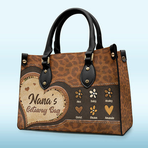 Sac d'escapade de grand-mère - Sac à main en cuir personnalisé pour la famille - Cadeau d'anniversaire pour grand-mère