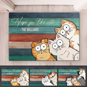 Bienvenue, nous espérons que vous aimez les chats - Tapis décoratif personnalisé pour la maison - Cadeau pour les propriétaires d'animaux de compagnie, les amoureux des animaux
