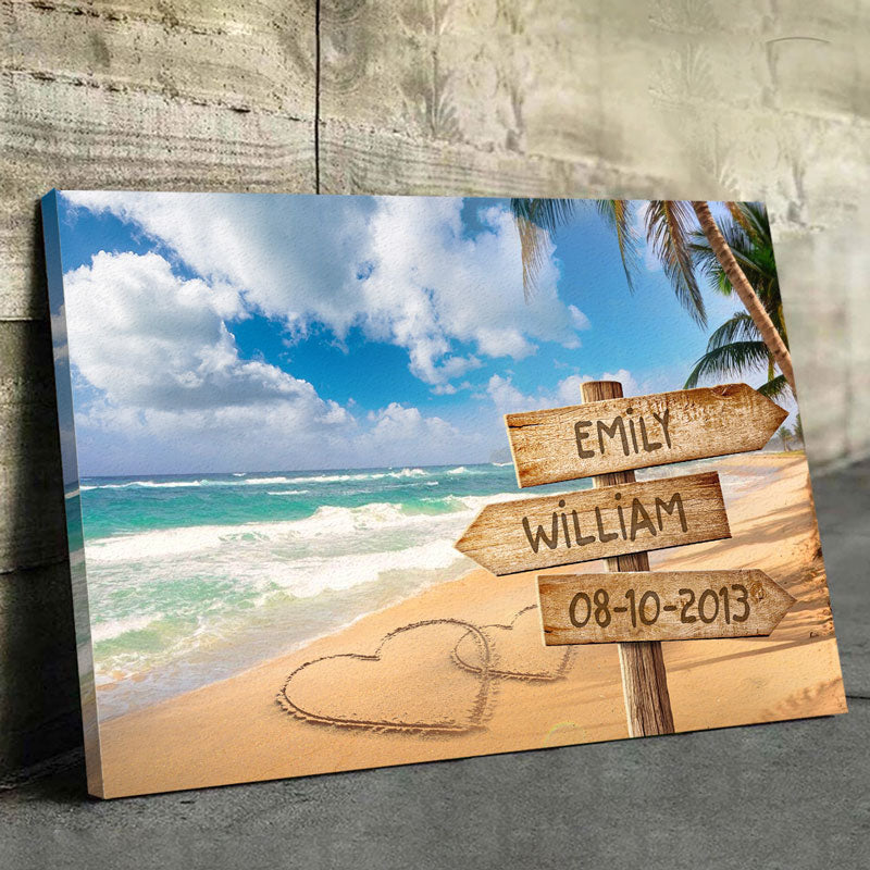Pour toujours et à jamais - Toile horizontale personnalisée pour couple - Cadeau pour mari et femme, anniversaire