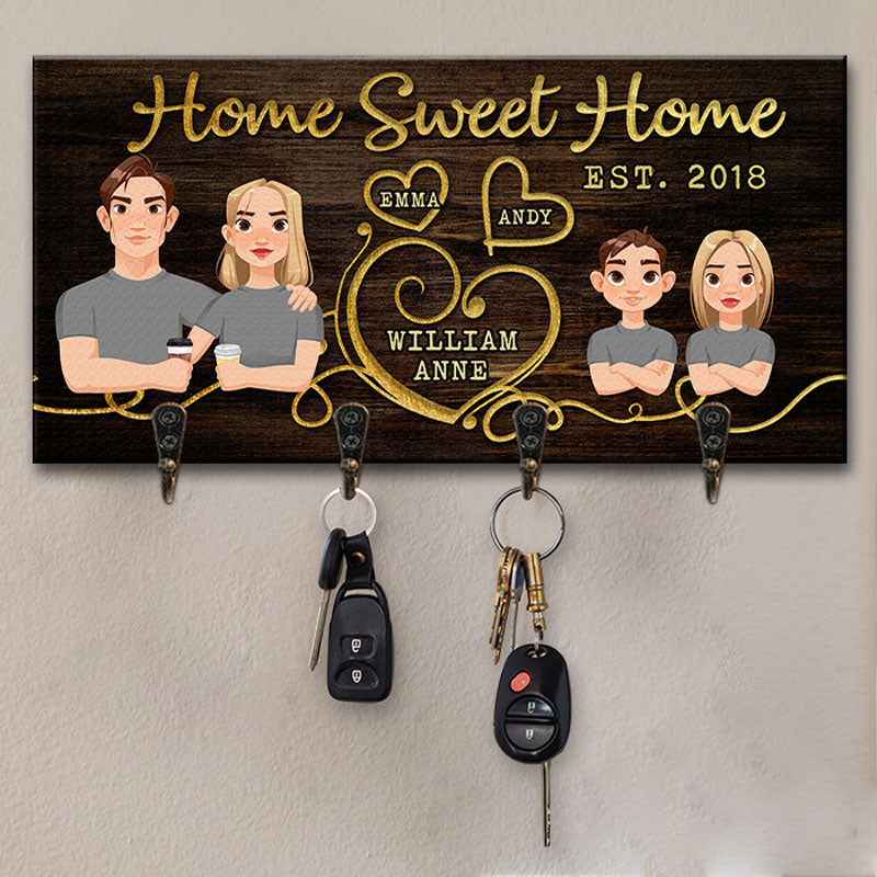 Bienvenue dans notre douce maison - Porte-clés personnalisé pour la famille, porte-clés - Cadeau pour les membres de la famille