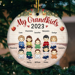 Mes petits-enfants sont mes préférés - Ornement personnalisé familial - Forme ronde en céramique - Cadeau de Noël pour les membres de la famille