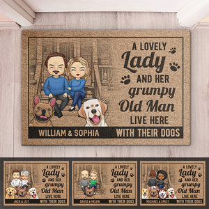 Toi, moi et les chiens - Tapis décoratif personnalisé pour couple - Cadeau pour mari, femme, propriétaires d'animaux, amoureux des animaux