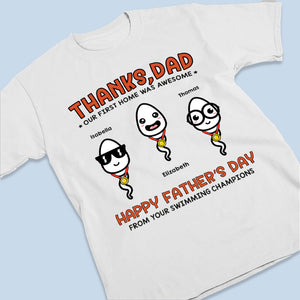 Nous sommes vos champions de natation - T-shirt unisexe personnalisé, sweat à capuche, sweat-shirt - Cadeau de fête des pères, d'anniversaire pour papa
