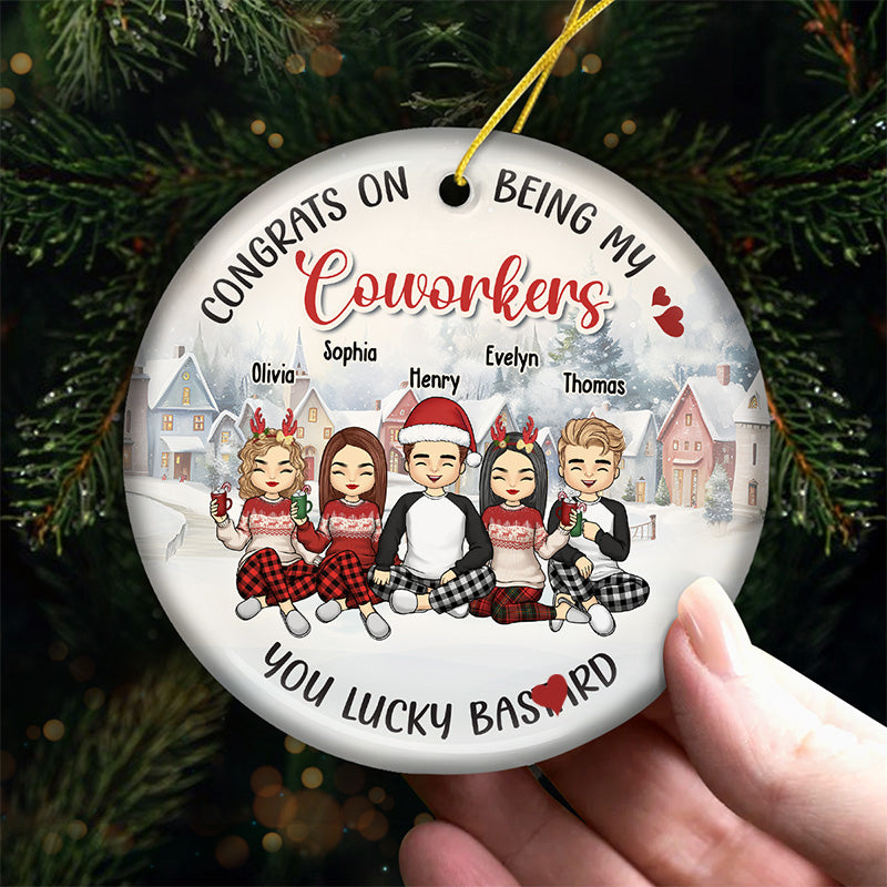Félicitations pour être devenus mes meilleurs amis - Ornement personnalisé Bestie - Forme ronde en céramique - Cadeau de Noël pour meilleurs amis, BFF, sœurs, collègues