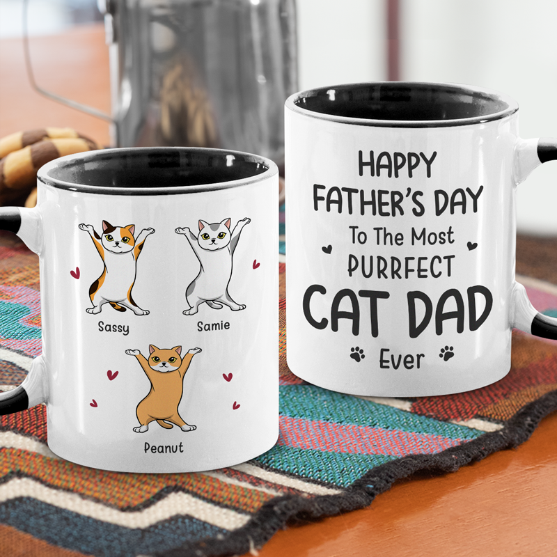 Le papa chat le plus parfait de tous les temps - Mug personnalisé avec motif chat - Fête des pères, cadeau pour les propriétaires d'animaux et les amoureux des animaux