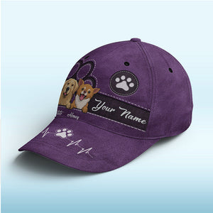 Casquette personnalisée « Keep Calm And Love Dogs » bleue pour chien et chat, imprimé intégral, cadeau idéal pour les propriétaires et les amoureux des animaux.