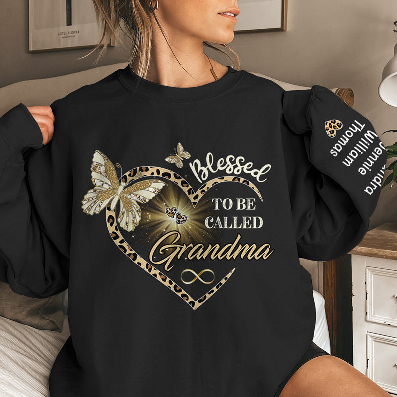 Béni d'être appelé grand-mère - Sweat-shirt unisexe personnalisé avec motif sur la manche - Cadeau de Noël pour maman et grand-mère