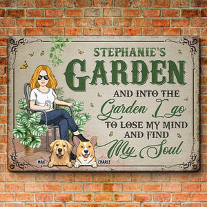 Je vais perdre la tête et trouver mon âme - Plaque en métal personnalisée pour chien - Cadeau de pendaison de crémaillère pour propriétaires d'animaux, amoureux des animaux et amateurs de jardinage