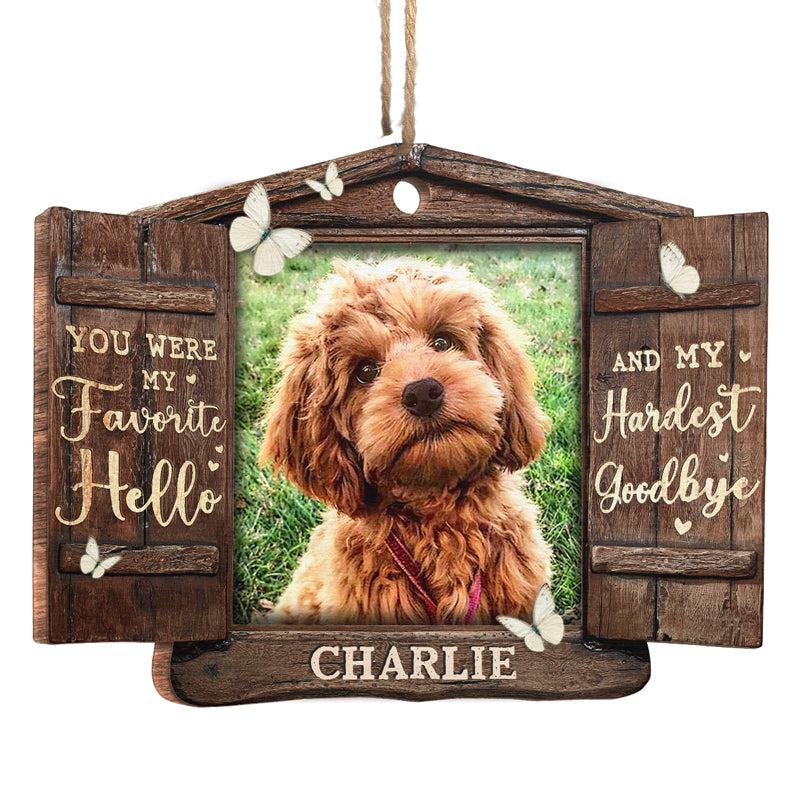Photo personnalisée difficile à dire au revoir - Ornement commémoratif personnalisé - Acrylique, bois, forme personnalisée - Cadeau de Noël, cadeau de condoléances pour les propriétaires d'animaux et les amoureux des animaux