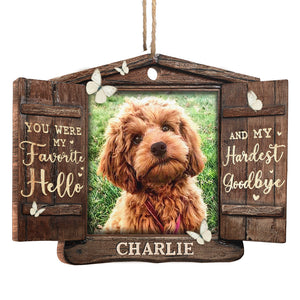 Photo personnalisée difficile à dire au revoir - Ornement commémoratif personnalisé - Acrylique, bois, forme personnalisée - Cadeau de Noël, cadeau de condoléances pour les propriétaires d'animaux et les amoureux des animaux