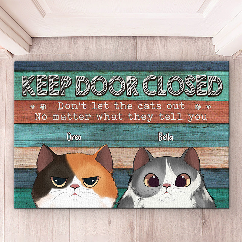 Ne laissez pas sortir les chats ni entrer les policiers ! Tapis décoratif personnalisé pour chat ! Cadeau pour les propriétaires et les amoureux des animaux.