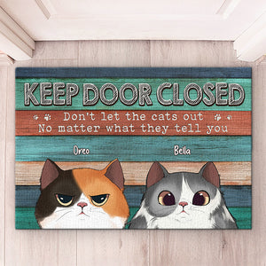 Ne laissez pas sortir les chats ni entrer les policiers ! Tapis décoratif personnalisé pour chat ! Cadeau pour les propriétaires et les amoureux des animaux.